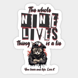 Cat Nine Lives Mental Health Design Sticker